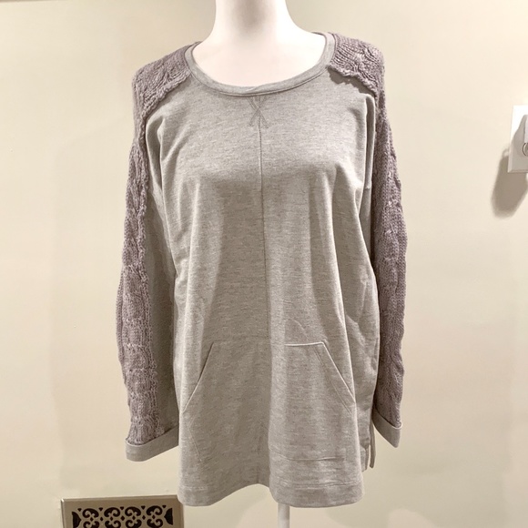 Soft Surroundings Gray Sweater Sleeve Detail Top - Picture 2 of 7